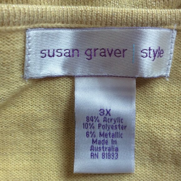 Susan Graver Style Yellow Gold Metallic Sleeveless Tank Top Sweater Size 3X - Picture 2 of 5